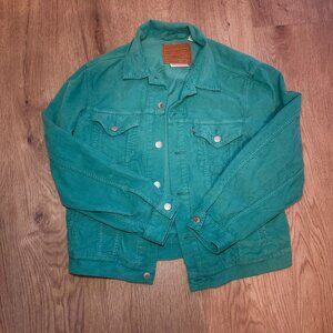 Levi's Corduroy Trucker Jacket Green Size Small Vintage Classic Fit